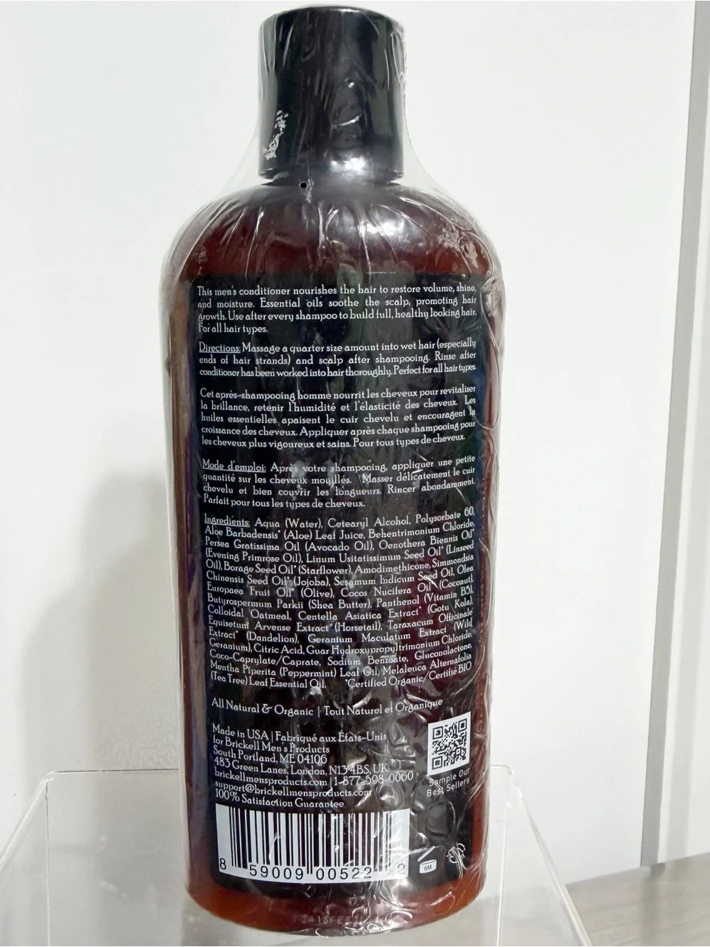BRICKELL Men's Revitalizing Hair Conditioner, All Natural & Organic, 8oz  NEW